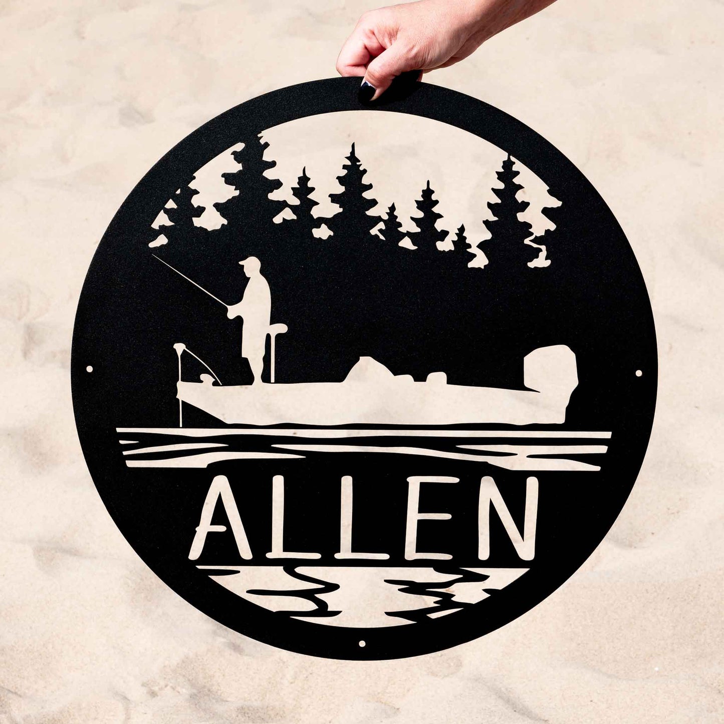 Bass Fishing Scene Monogram