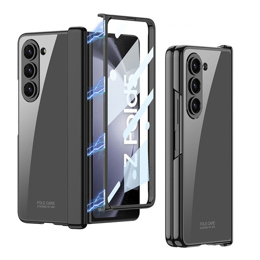 Electroplated Transparent Magnetic Hinge All-included Phone Case With Back Screen Protector For Samsung Galaxy Z Fold5 Fold4 - Mycasety Mycasety