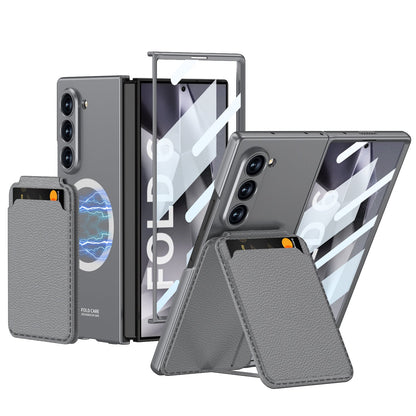 Magnetic Leather Card Holder Shockproof Phone Case With Screen Glass Protector For Galaxy Z Fold 6/5/4