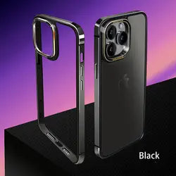 Thin Aluminum Metal Frame Shockproof Phone Case For iPhone 14 15 Pro Max With Metal Camera Protection