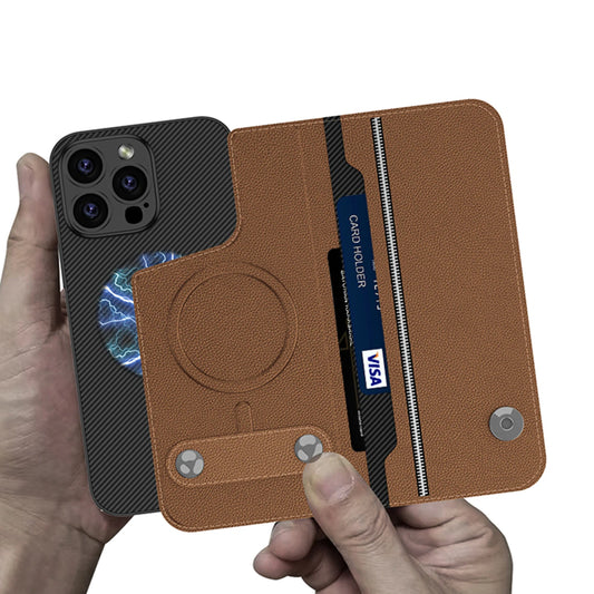 Premium PU Leather Case for iPhone 16 Pro Max with Magnetic Card Holder