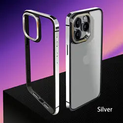 Thin Aluminum Metal Frame Shockproof Phone Case For iPhone 14 15 Pro Max With Metal Camera Protection