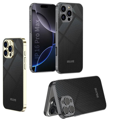 iPhone 16 Pro Max Electroplated Carbon Fiber Pattern Case New Design for iPhone Series