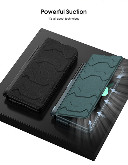 Samsung Galaxy Z Fold 5 Mobile Phone Case Fashion Warrior Flip Leather Case Film Velcro Pen Slot Case