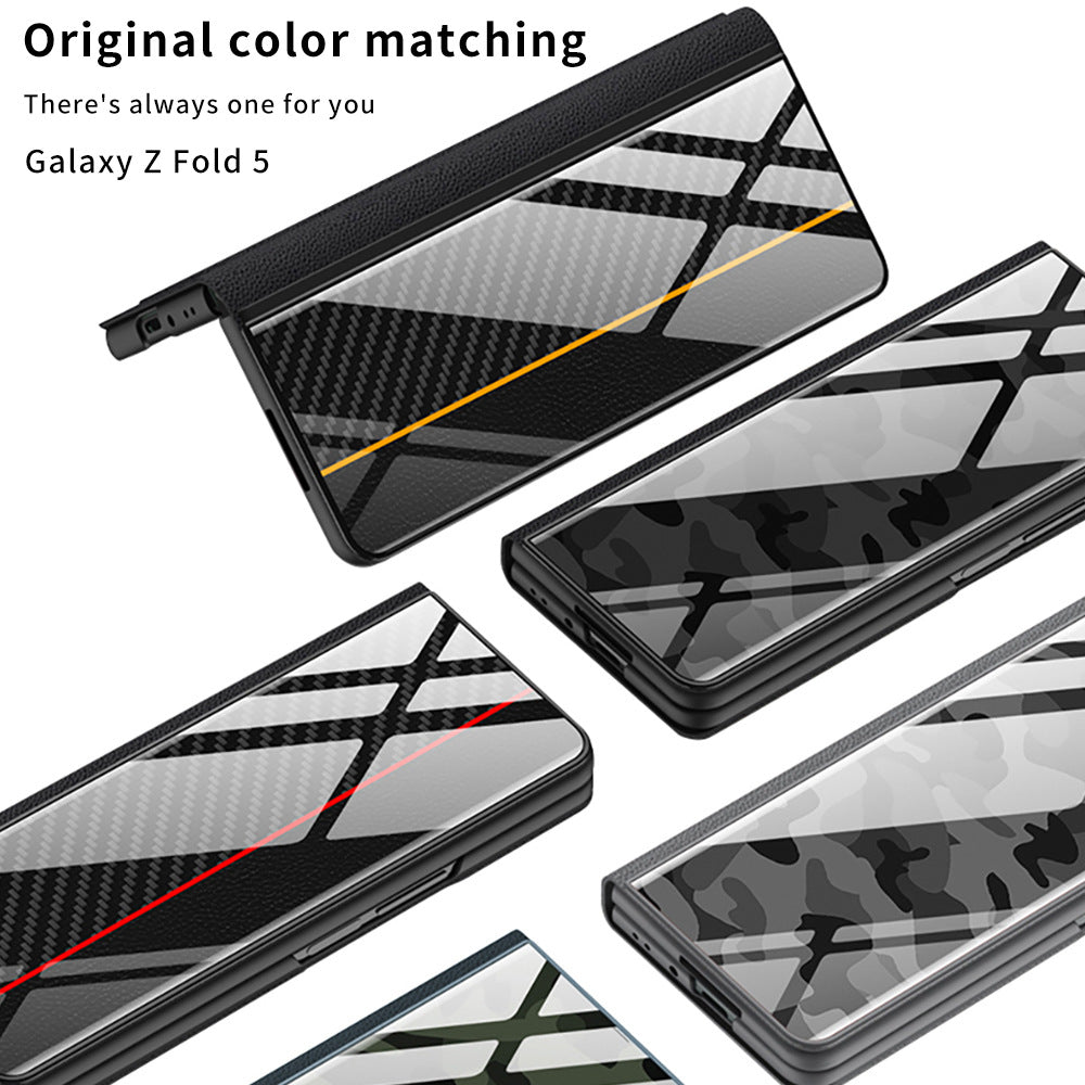 Samsung Z Fold5 Painted Plain Leather Business Protective Phone Case