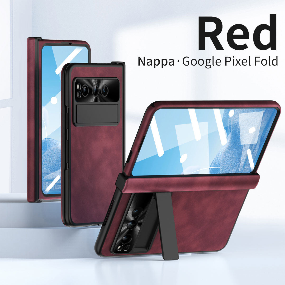 Plain leather Google Pixel Fold Case folding anti-fall hinge all-inclusive protective case