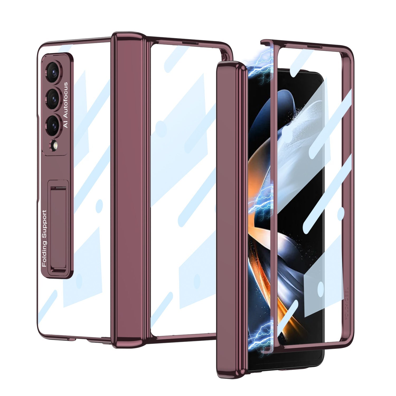 Magnetic Hinge Invisible Bracket Electroplated Protective Phone Case For Samsung Galaxy Z Fold5 Fold4 - mycasety2023 Mycasety