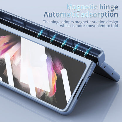 Electroplated Folding Case For Galaxy Z Fold5 Fold4 Fold3 With Double Hinge Protector and Free Stylus - Mycasety Mycasety