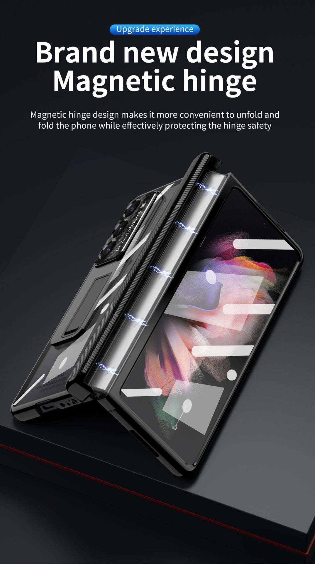 Magnetic Hinge Plating Case For Galaxy Z Fold5 with Double Hinge Protector