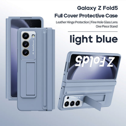 Anti-fall Protective Leather Phone Case With Invisible Bracket and Film For Samsung Galaxy Z Fold5 Fold4 - Mycasety Mycasety