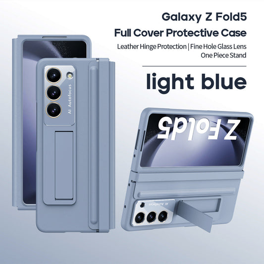 Anti-fall Protective Leather Phone Case With Invisible Bracket and Film For Samsung Galaxy Z Fold5 Fold4 - Mycasety Mycasety