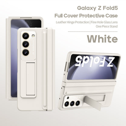 Anti-fall Protective Leather Phone Case With Invisible Bracket and Film For Samsung Galaxy Z Fold5 Fold4 - Mycasety Mycasety