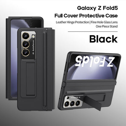 Anti-fall Protective Leather Phone Case With Invisible Bracket and Film For Samsung Galaxy Z Fold5 Fold4 - Mycasety Mycasety