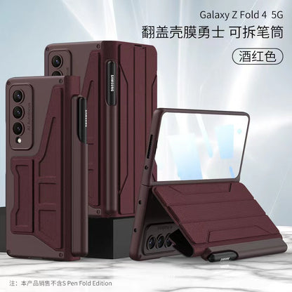 Leather Samsung Z Fold5 Case Full Protection Business Case With Pen Slot and Protection Film