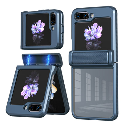 Samsung z flip 5 case with clear tempered glass film and Magnetic spring hinge