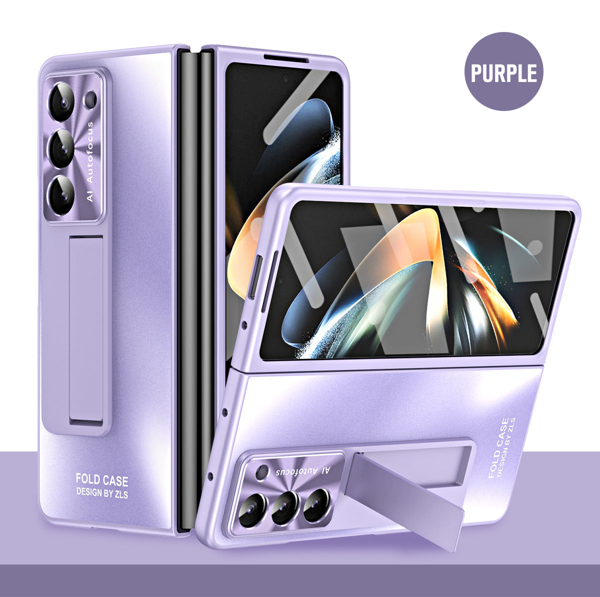 Plating Galaxy Z Fold5 Case with Front Screen Protector & Hidden Stand