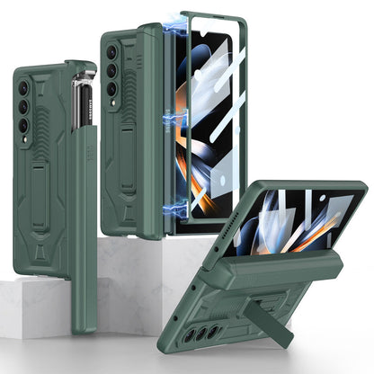 Armor All-included Magnetic Hinge Slide Pen Case Holder Phone Case With Back Screen Protector For Samsung Galaxy Z Fold3 Fold4 Fold5 - Mycasety Mycasety