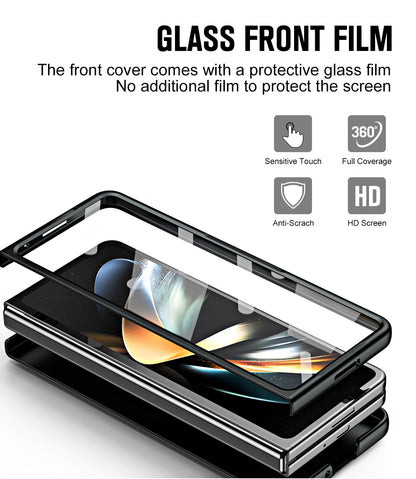 Plating Galaxy Z Fold5 Case with Front Screen Protector & Hidden Stand