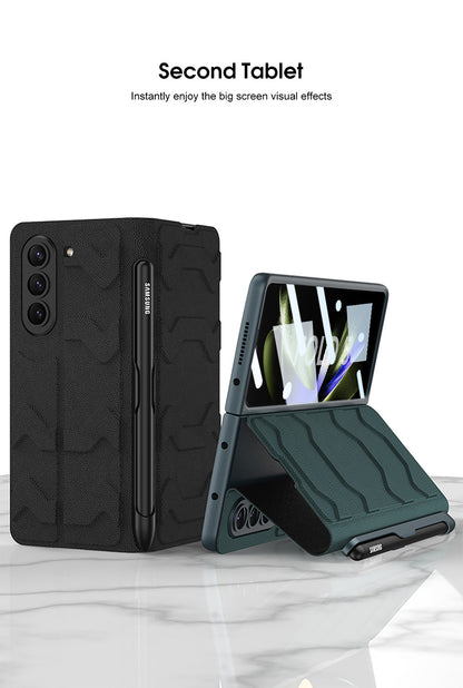 Samsung Galaxy Z Fold 5 Mobile Phone Case Fashion Warrior Flip Leather Case Film Velcro Pen Slot Case