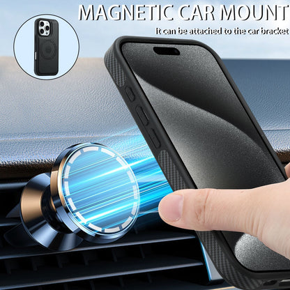 Magnetic Card Holder Carbon Fiber Shockproof iPhone Case