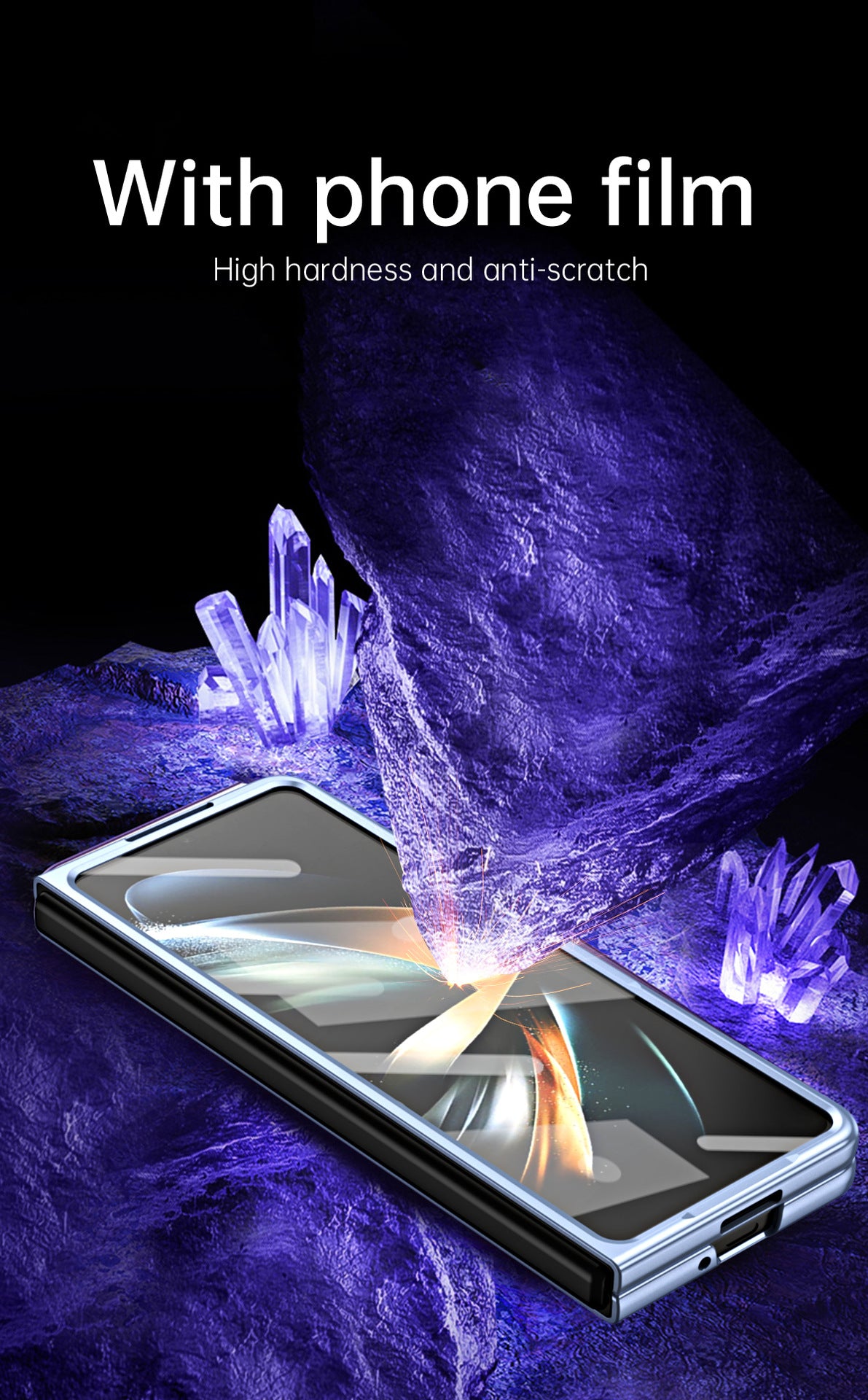 Anti-fingerprint Electroplating Galaxy Z Fold5 Case with Phone Front Screen Protector