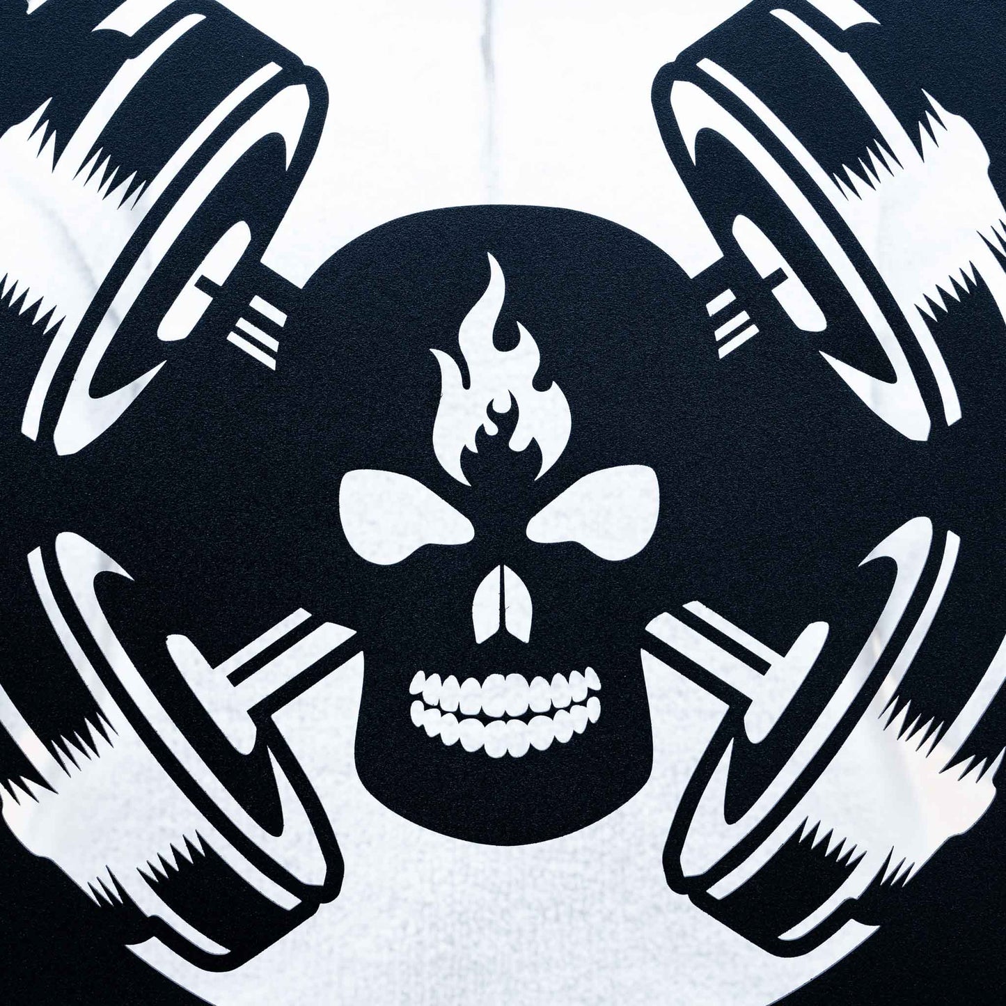 Skull Barbell Plate Gym Sign