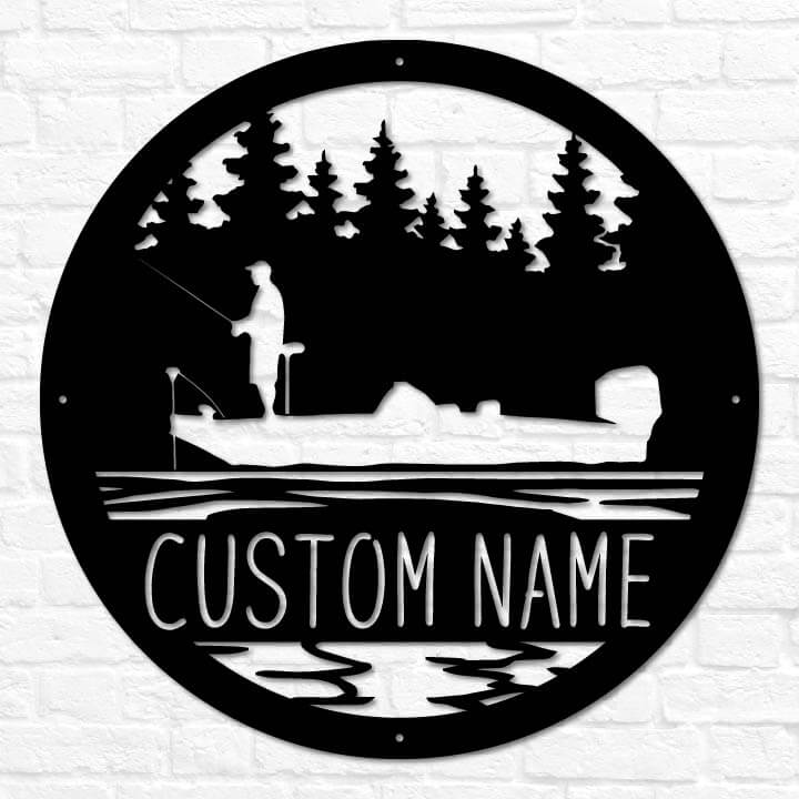 Bass Fishing Scene Monogram