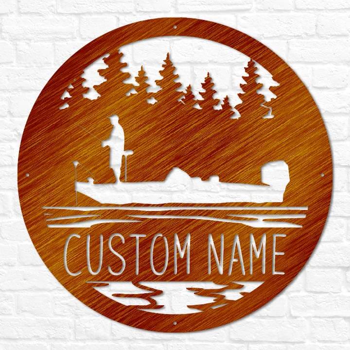 Bass Fishing Scene Monogram