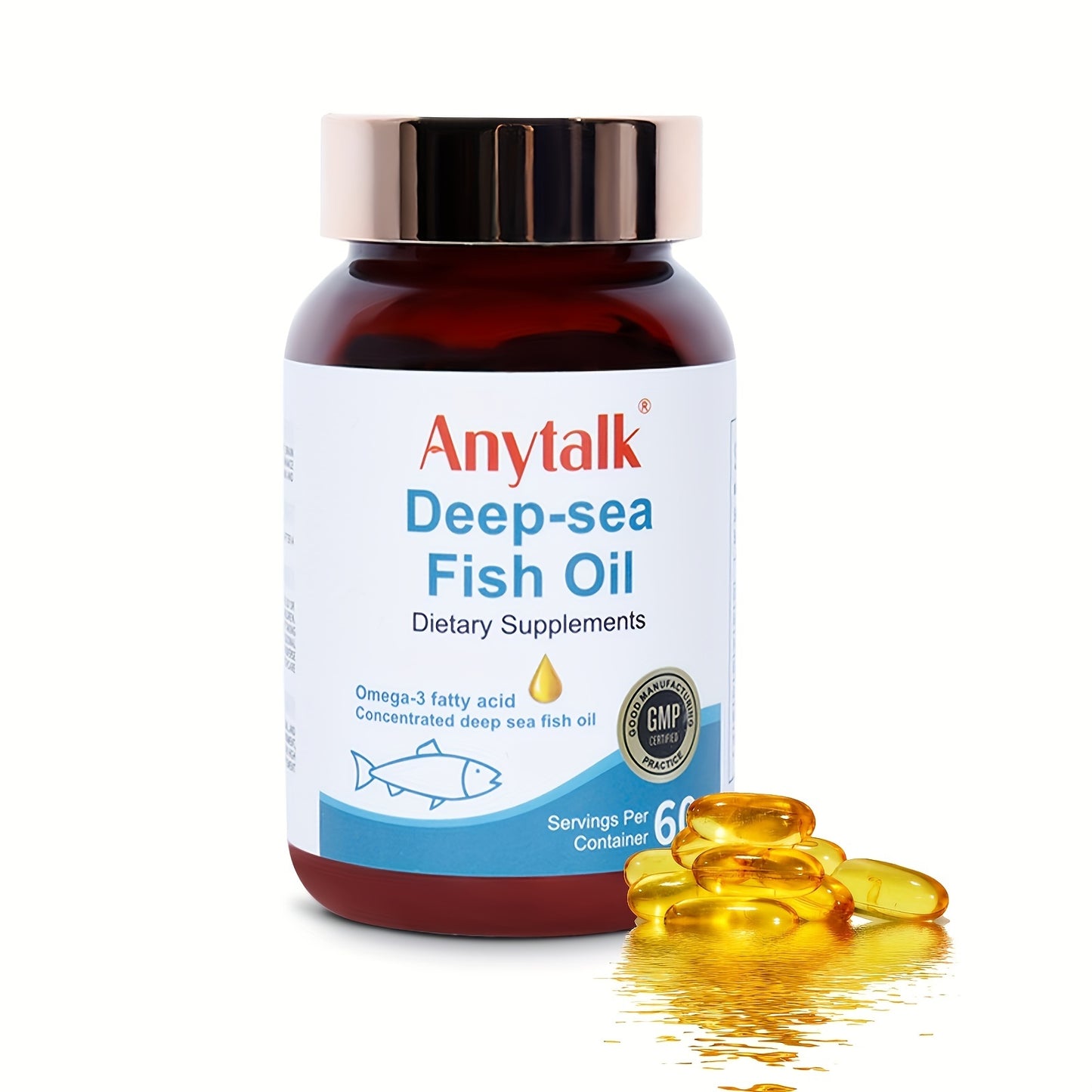 Anytalk Deep-sea Fish Oil Softgel Contains Omega-3 Fatty Acids, Concentrated Deep-sea Fish Oil, Vitamin E Oil, Purified Water, Gelatin, Glycerin