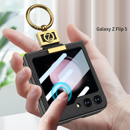 Luxury  Full-Body Rugged  Case for Samsung Galaxy Z Flip5 With Front Film & Ring