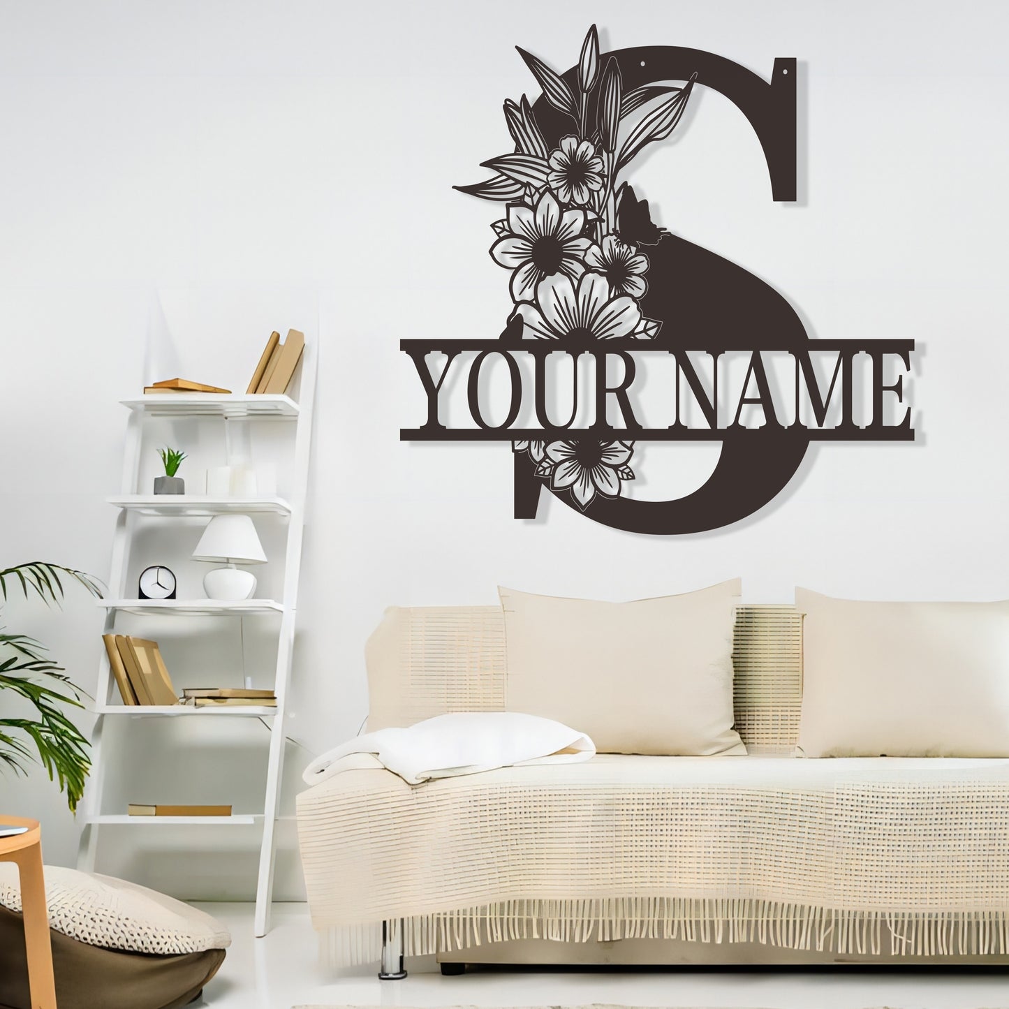 Custom Metal Plaque Family Name Sign  Personalized Split Letter Sign