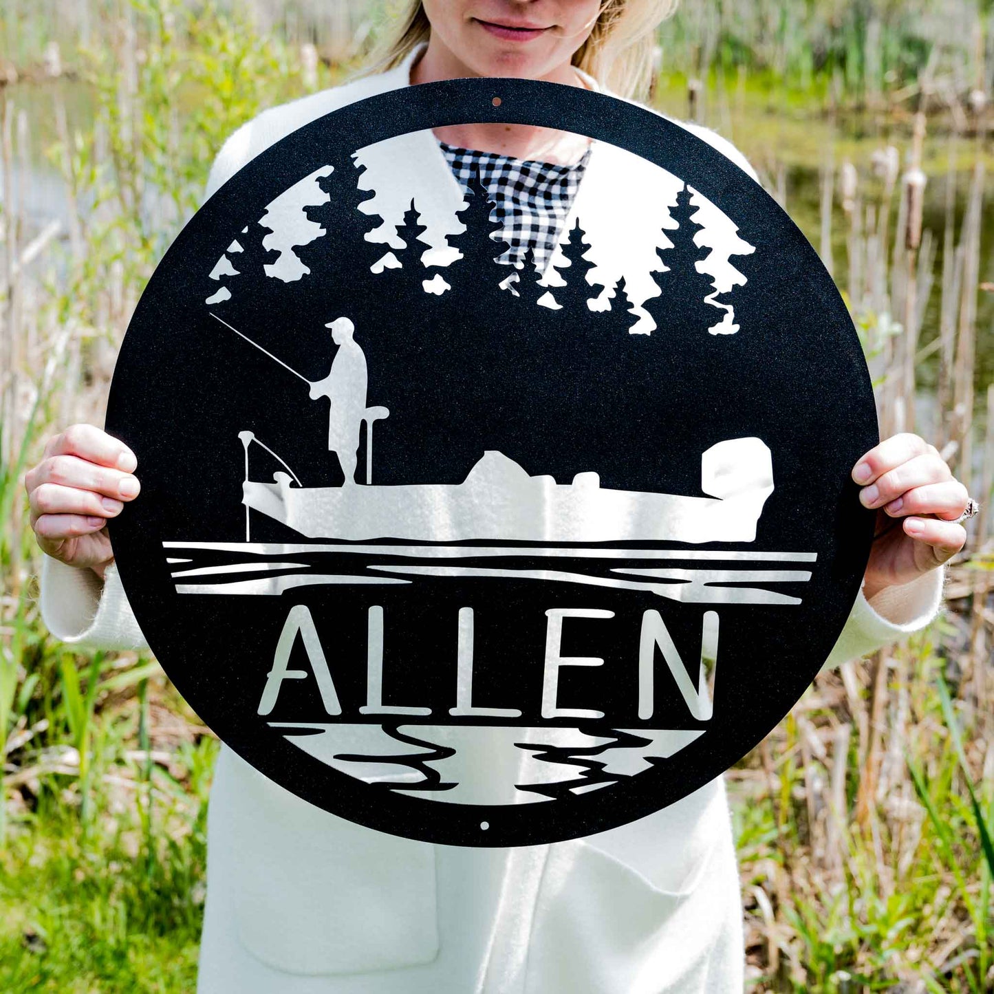 Bass Fishing Scene Monogram