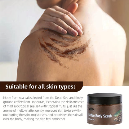 VGO Coffee Body Scrub - Fine Sea Salt Scrub Granules - Hydrating And Nourishing Suitable For All Skin Types 400g/14.1oz