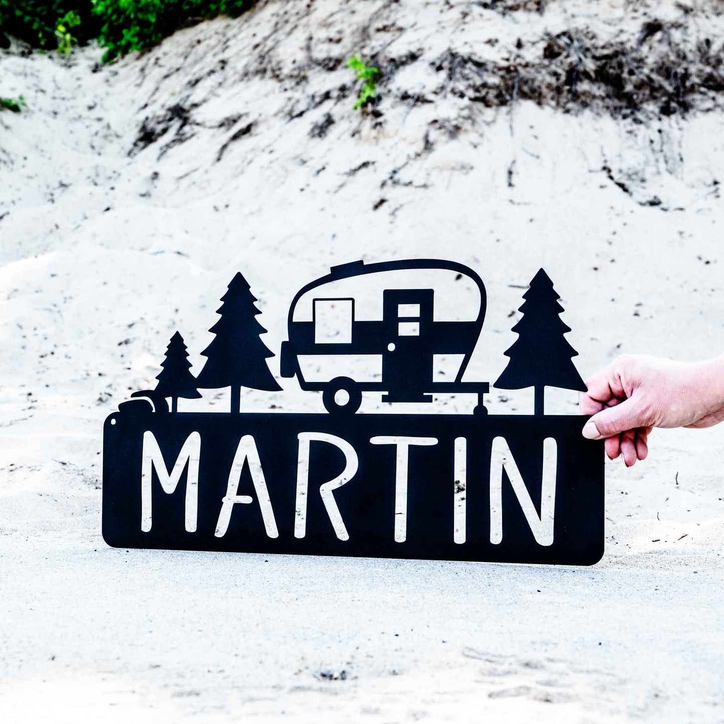 Retro Camper Plaque with Trees
