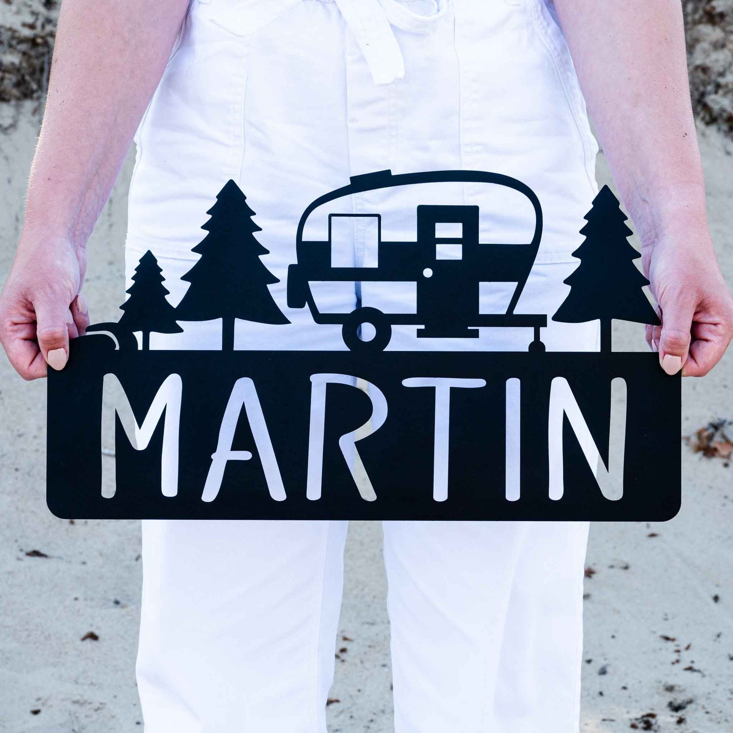 Retro Camper Plaque with Trees