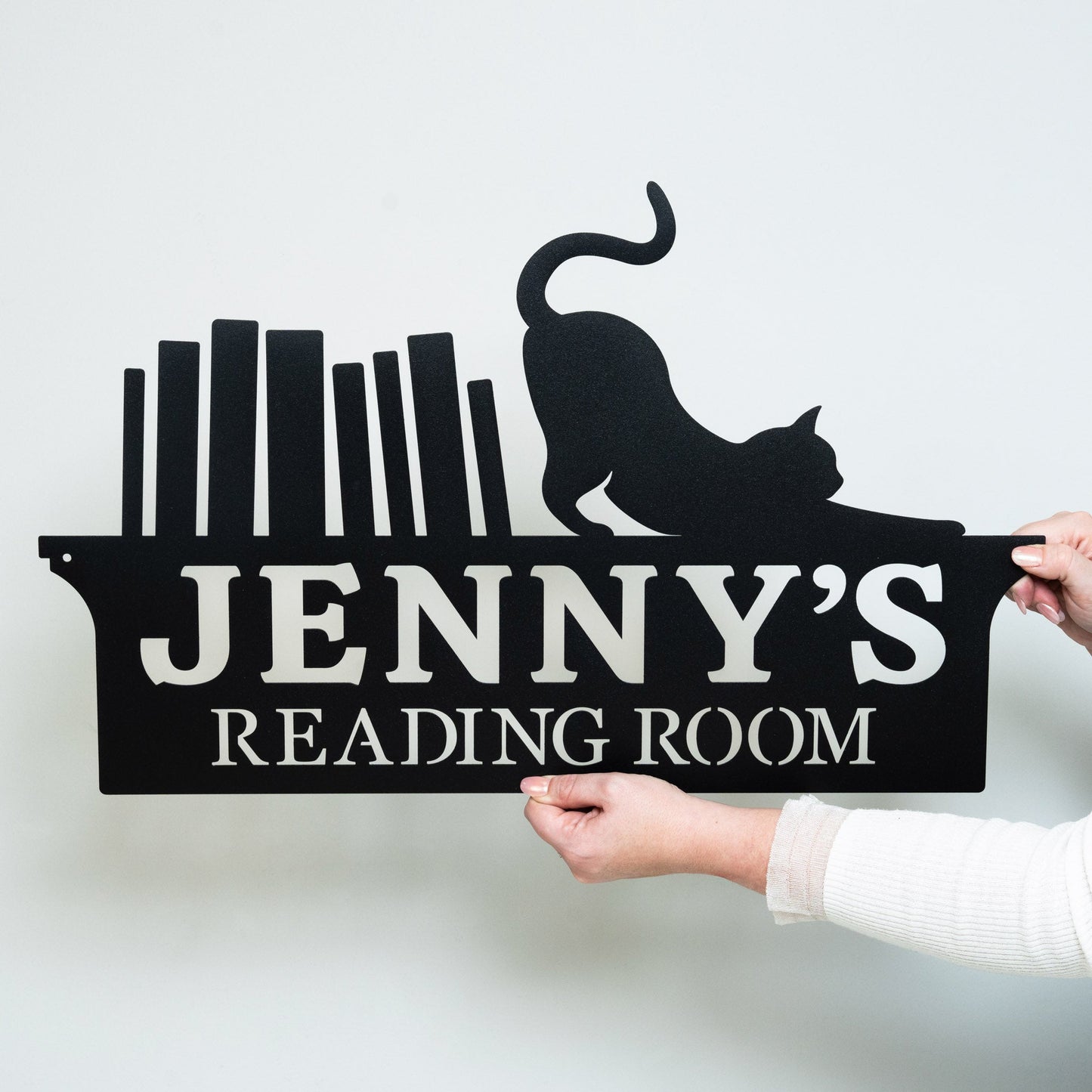 Cat Library Name Sign