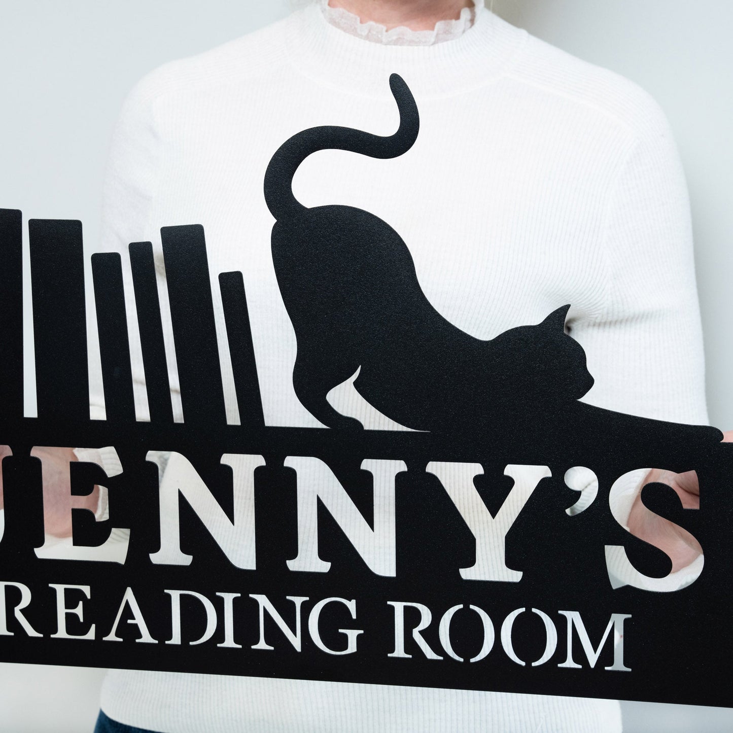 Cat Library Name Sign