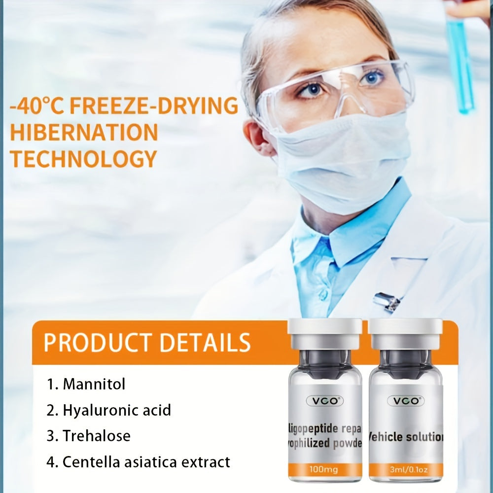 VGO Oligopeptide Freeze-dried Powder, Containing Mannitol, Hyaluronic Acid, Trehalose And Other Ingredients (7 Sets Containing Carrier Solution 3ml/0.1oz + Freeze-dried Powder 100mg)