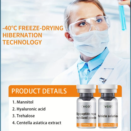 VGO Oligopeptide Freeze-dried Powder, Containing Mannitol, Hyaluronic Acid, Trehalose And Other Ingredients (7 Sets Containing Carrier Solution 3ml/0.1oz + Freeze-dried Powder 100mg)