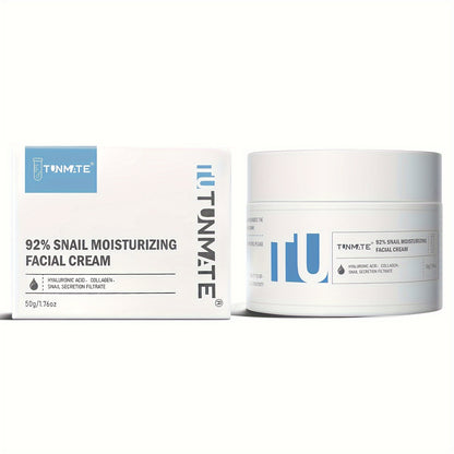 Tunmate 92% Snail Moisturizing Cream | Contains Snail Secretion Extract And Hyaluronic Acid | Improves Skin Texture, Evens Skin Tone, And Intensively Moisturizes | Facial Moisturizer | 50g-1.76oz & American Brand