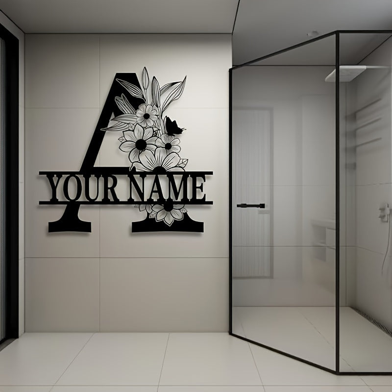 Custom Metal Plaque Family Name Sign  Personalized Split Letter Sign