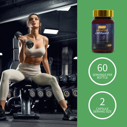 Marsta Creatine Capsules | 60 Capsules Per Bottle | Contains Rich Creatine Hydrate And Magnesium Stearate, Expands Muscle Energy Reserves And Replenishes Sugar, Maintaining Positive Nitrogen Balance | Suitable For Fitness People