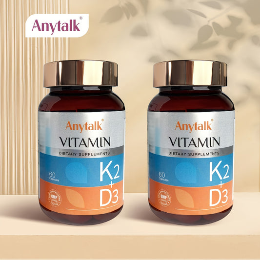 Anytalk Vitamin D3 & K2 Contains Olive Oil, Vitamin D3, Vitamin K2 1000mg*60 Capsules