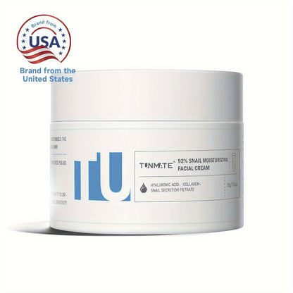 Tunmate 92% Snail Moisturizing Cream | Contains Snail Secretion Extract And Hyaluronic Acid | Improves Skin Texture, Evens Skin Tone, And Intensively Moisturizes | Facial Moisturizer | 50g-1.76oz & American Brand