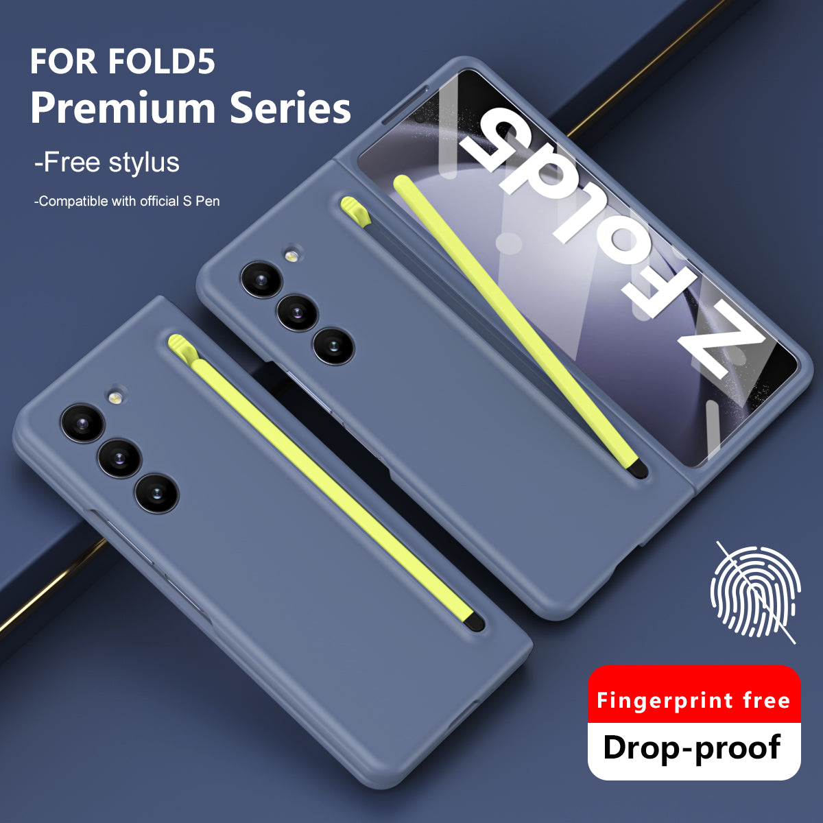 Anti-fingerprint Samsung Galaxy Z Fold4 Fold5 Case With S Pen Slot