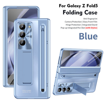 Armor Electroplated Anti-fall Protective Phone Case With Pen Tray Shell and Film For Samsung Galaxy Z Fold5 Fold4 - Mycasety Mycasety