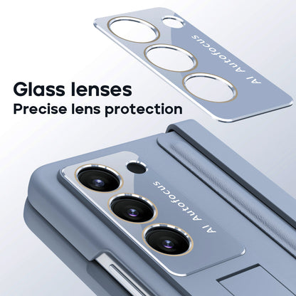 Anti-fall Protective Leather Phone Case With Invisible Bracket and Film For Samsung Galaxy Z Fold5 Fold4 - Mycasety Mycasety