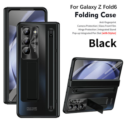 Armor Electroplated Anti-fall Protective Phone Case With Pen Tray Shell and Film For Galaxy Z Fold 7/6/5/4
