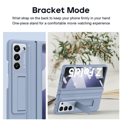 Anti-fall Protective Leather Phone Case With Invisible Bracket and Film For Samsung Galaxy Z Fold5 Fold4 - Mycasety Mycasety