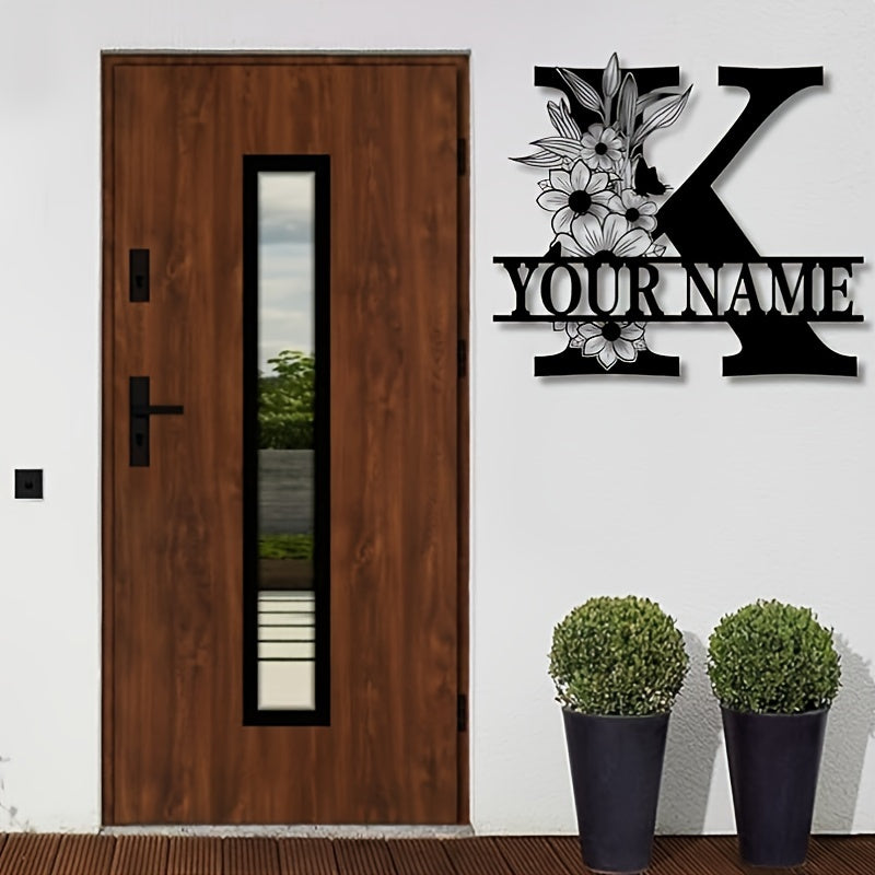 Custom Metal Plaque Family Name Sign  Personalized Split Letter Sign